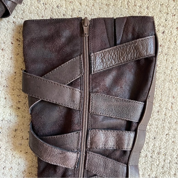 Steve Madden Strappy Moto Riding Boots Heeled Rudsag Brown Leather Rugged Boho - Picture 7 of 16